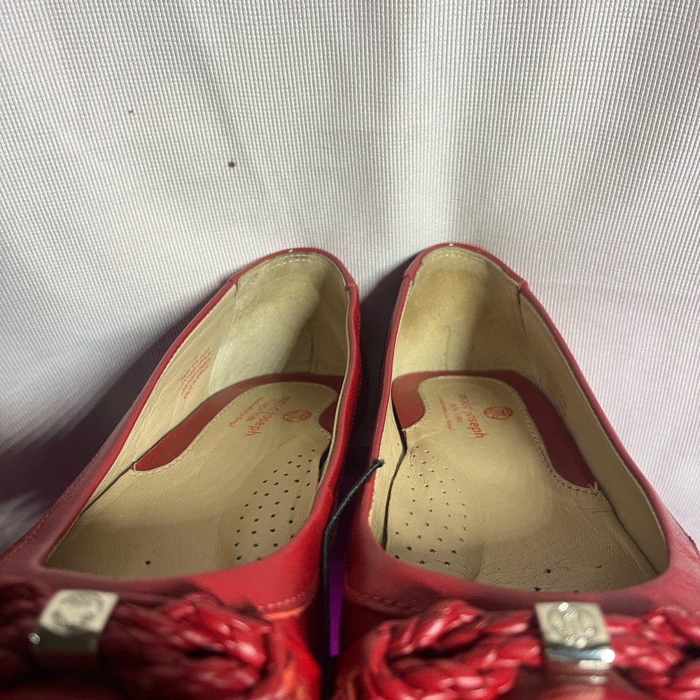 Marc Joseph Women's Red Flats with Braided Accent - Picture 9 of 12